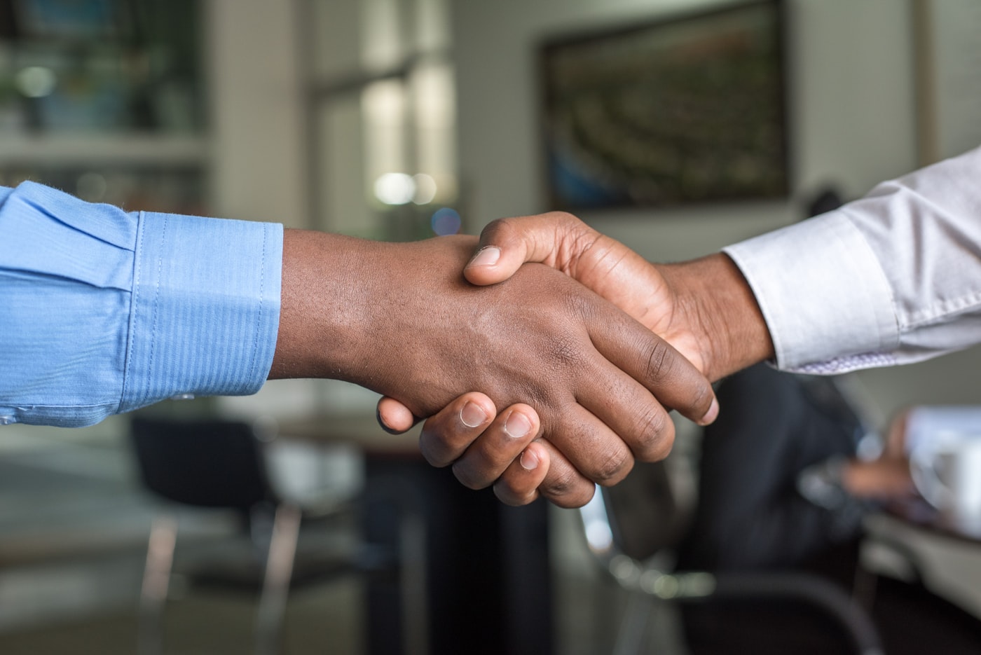 Business partners sealing an investment or trade agreement