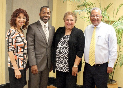 Left to right - Marie Gill - Entrepreneur and President of JAUSACC;  Franz Hall, Jamaica's Consul General;  Catherine Malcolm, Entrepreneur and JAUSACC Board Member; and Joe Rhoden, Entrepreneur and JAUSACC Board Member 