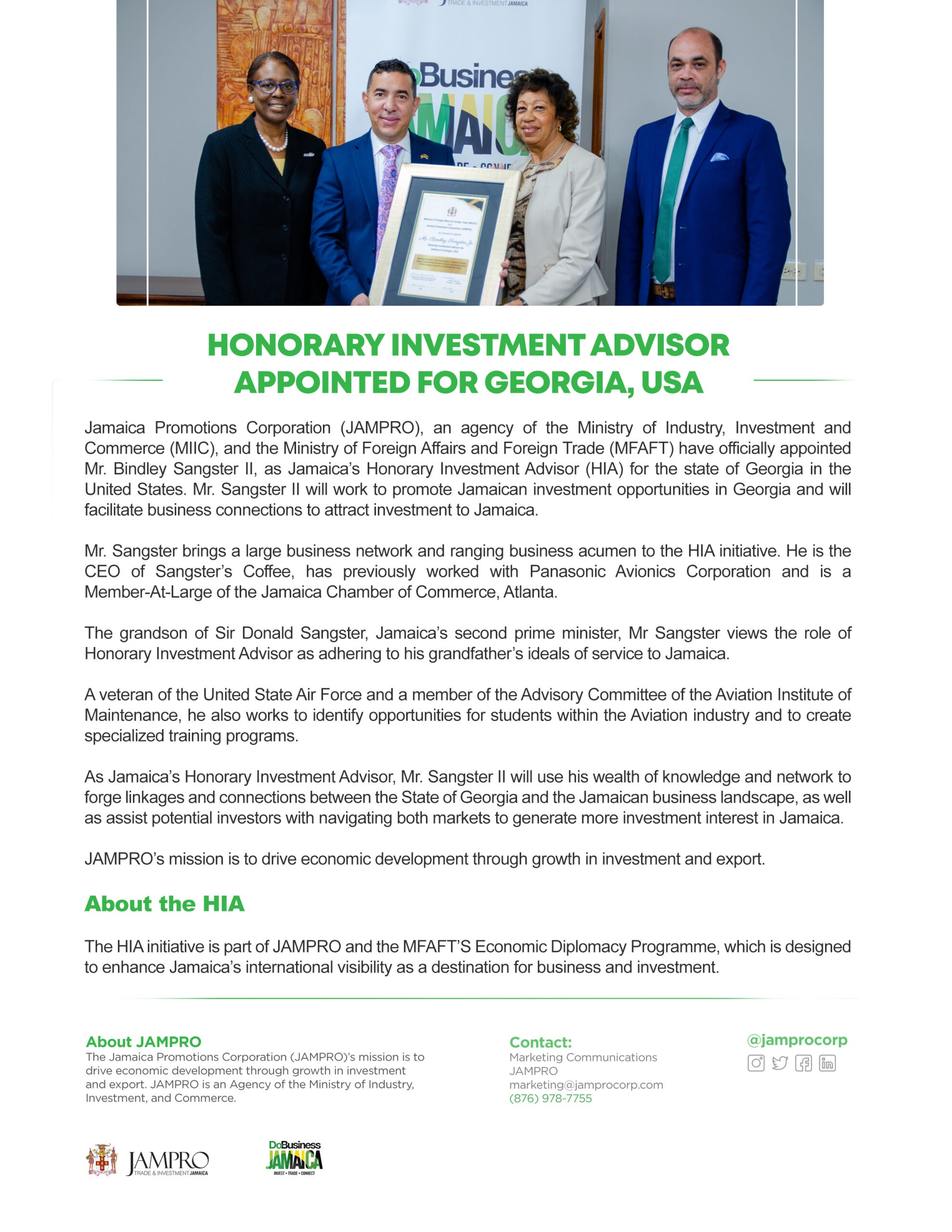 Honorary Investment Advisor appointed for USA. Do Business